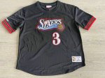 Maillot de Basket #3 Iverson Philadelphia 76ers M&N authentique manche courte Noir